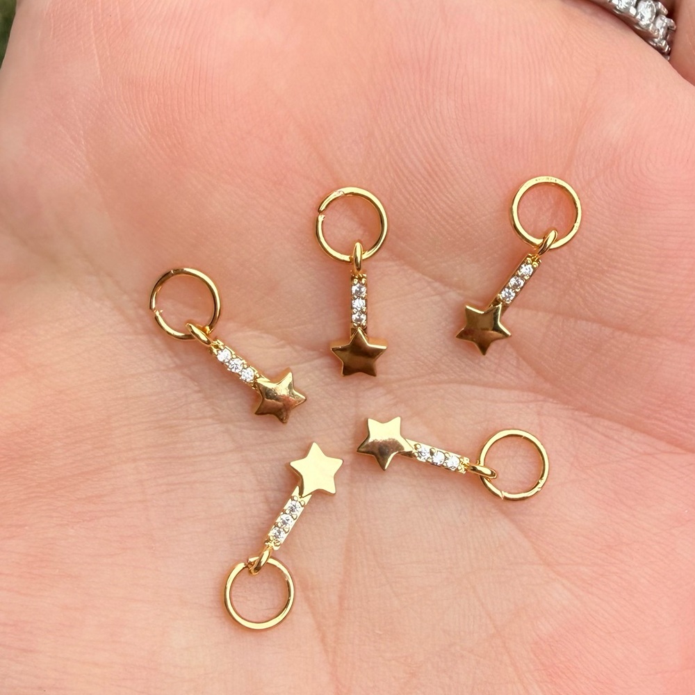 Gold star charm pendant CZ star dangle charm minimal celestial jewelry